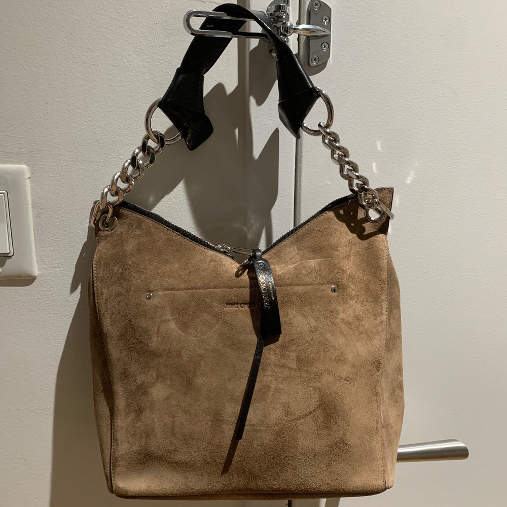 Authentic JIMMY CHOO Raven Suede Hobo Tote Shoulder Bag